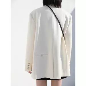 EAMT 화이트 여자 캐주얼 정장 자켓 리틀 루즈핏 코트 YJ1