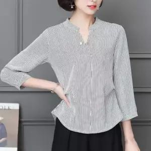 블라우스 여성 간절기 스트라이프 쉬폰 폴리 여름 면 블라우스