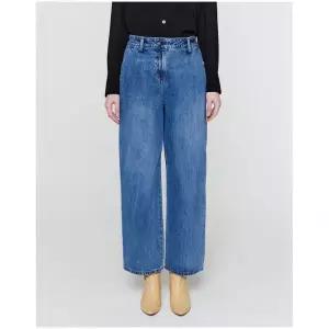 질스튜어트뉴욕 우먼 블루 원턱 워싱 와이드핏 데님팬츠 JSPA4A100B2 916278