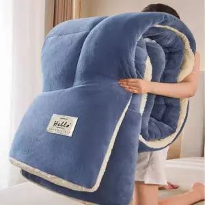 벨벳겨울이불 따뜻한 양면 150x200cm 슈퍼싱글 포근한 차렵이불 블루
