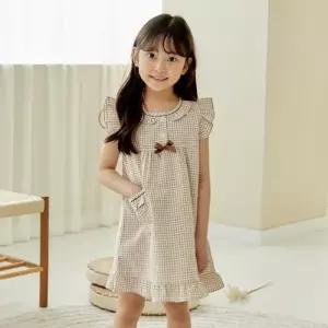 [미미캐츠]미미캐츠 6049 코지브라운 여아 원피스잠옷 상하세트