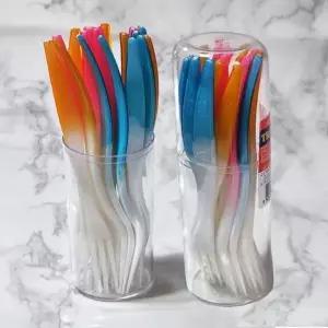 [에이치플러스몰]다회용 3색칼라 포크 세트18P CL-691