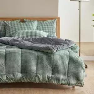 겨울이불 체크체크 밍크극세사 이불패드세트 SS슈퍼싱글 올리브