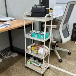 4단 이동식 트롤리 수납함 화이트 이동식선반 수납트롤리 트롤리수납함