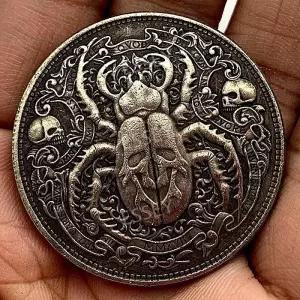 동전 구리 딱정벌레 공예 기념 메달 장식 실버 황동 코인 주화 오래된