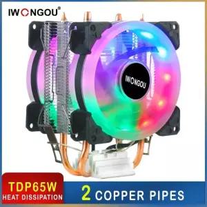 공랭쿨러 IWONGOU X99 프로세서 쿨러 LGA2011 2 히트 파이프 라디에이터 90mm RGB 선풍기 3 핀 쿨링 CPU 인