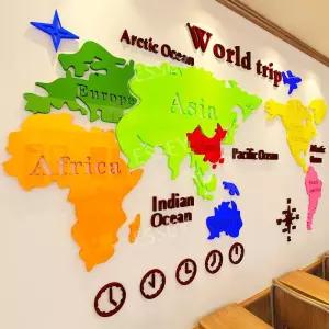 세계지도 포인트스티커 소형 아크릴 장식 스티커 벽지 아트월 거실