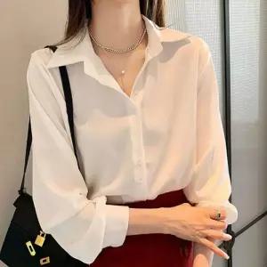 [에스에스_63]패션 카라 긴팔쉬폰블라우스 셔츠 블라우스