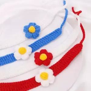 반려동물 꽃뜨개 케이프 꽃무늬 S 패션 소품 촬영장식