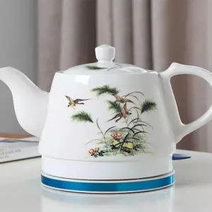 고급 도자기 커피포트 가정용 전기 보온 연꽃 세라믹 접시