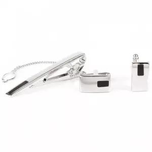 블랙 포인트 커프스링크와넥타이핀 SET