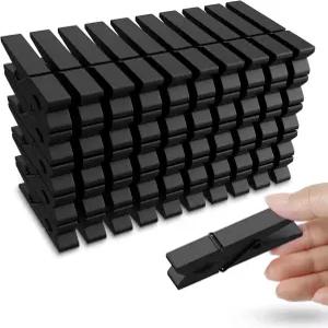 50PCS 컬러 나무 빨래집게 블랙 클립 사진용 2.9인치 장식용 작은 컬러풀 클로즈핀