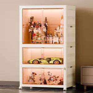 피규어진열장 장난감 레고장식장 이동식바퀴 아크릴 도어 투명 쇼케이스 접이식