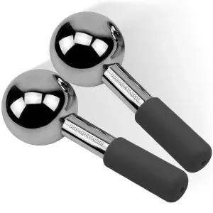 얼굴용 스 글로브 깨지지 않는 스틸 쿨링 롤러 크라이오 스틱 목과 눈 마사지기 다크서클 퍼프 주름 콜라겐