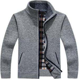 신양니 남성 캐주얼 풀집 슬림 두꺼운 니트 가디건 스웨터 주머니 포함