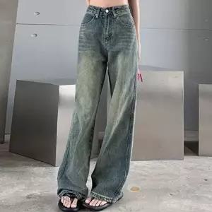 여성 빈티지 팬츠 데님 일자핏바지 연청바지