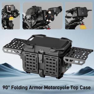 45L 오토바이 탑 케이스 헬멧 상자 알루미늄 트렁크 테일 박스 접이식 갑옷 쉘이있는 방수 후면 수하물 도