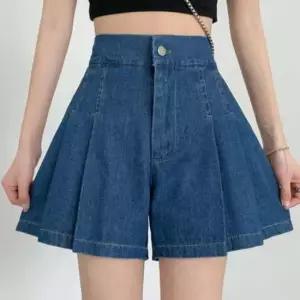 데님스커트 여성 데님 핀턱 치마 반바지 여자 A라인 치마바지