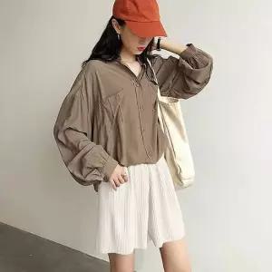 빅골지 플리츠 4부 밴딩 팬츠 여름 찰랑패브릭팬츠