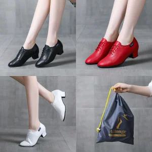 [무료 특가] 알롱제 A5 라인댄스화 발편한 댄스구두 가죽 라틴 스포츠댄스화