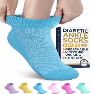 여성용 및 남성용 펨브룩 발목 양말 6켤레 로우컷 신경병증 부드러운 발가락