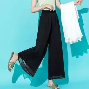 쉬폰 통바지 와이드핏 허리밴딩 편한 팬츠 나팔바지