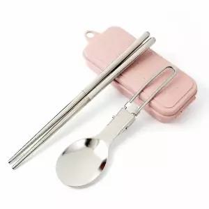 접이식 수저 핑크 2인세트 수저세트 숟가락 등산수저