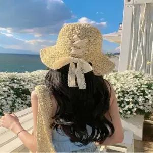 비치캡 휴양지 밀짚모자 뒷 리본 라피아햇 라탄 썬캡 버킷햇