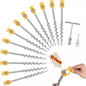 Keltrion 12 PCS 나사로 여성 남성용 텐트 말뚝 - 모래 캐노피 트램폴린용 접지 앵커 캠핑용 알루미늄 헤비