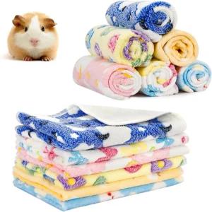 PETKNOWs 6PCS 기니피그 플리스 담요 세탁 가능한 소형 동물 침구 케 라이너 흡수성 애완동물 소변 패드