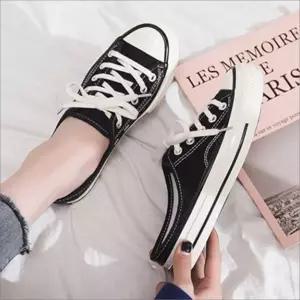 [무료 특가] 캔버스 슬리퍼 단화 여자 뮬 스니커즈 2컬러 기본