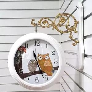 GB2276 무소음부엉이주석양면 벽시계 퓨어화이트 한국 양면시계 무소음시계