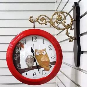 GB2274 무소음부엉이주석양면 벽시계 포인트레드 한국 양면시계 무소음시계