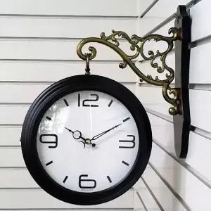 GB2255 무소음 모던 양면 벽시계 진밤색 제조한국 양면시계 무소음시계 인테리어벽시계