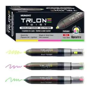 [문구] 3 in 1 트위스트 형광펜 1박스 6개입 3색형광펜 3색 세트 형광마카 문구