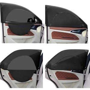 탈루 4종 자동차 창문 그늘막 화면 통기성 자동차 측면 창문 그늘막 메시 전면 후방 태양 유니버설 측면 자동차 커버(19-25인치, 22-45인치) 캠핑 프라이버시 블랙아웃(19-25인치, 22-45인치)