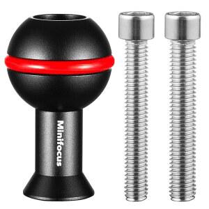 M6 및 1/4인치 나사형 스터드가 있는 미니포커스 1인치 볼 어댑터, 액션 카메라 및 캠코더 호환용 알루미늄 합금 고정 볼헤드 마운트 어댑터 수중 트레이 브래킷 손전등 시스템