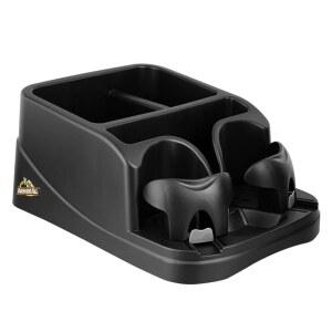 아머 올 카 콘솔 정리함, 조절 가능한 컵 홀더 2개가 있는 카시트 정리함, 대형 수납 공간 3개, 안전하게 보관할 수 있는 안전벨트, 자동차, 트럭, 미니밴용 차량 중간 시트 정리함