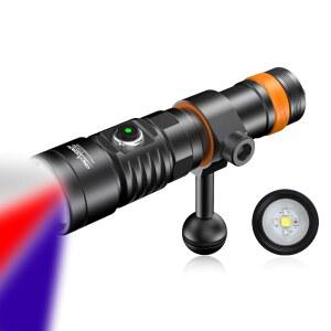 ORCATORCH D710V MK2 2300 루멘 업그레이드 수중 비디오 라이트, 화이트 레드 바이올렛 트라이 컬러, 다이빙 사진 촬영을 위한 120도 와이드 빔 스쿠버 플래시라이트 필 라이트 및 형광 야간 다이빙