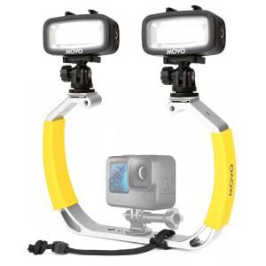 방수 LED 조명이 장착된 Movo DiveRig1 XL 다이빙 장비 번들 - GoPro Hero, HERO5, HERO6, HERO7, HERO8, HERO9, HERO10 및 DJI 오스모 액션캠과 호환 - 수중 카메라용 스쿠버 액세서리