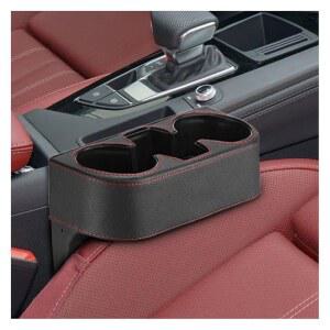 ZIMISI 자동차 컵 홀더, PU 가죽 자동차 전면 콘솔 갭 필러 정리함, 다기능 컵 음료 홀더, 카시트 갭 필러 보관함, 코인 버킷, 휴대폰 홀더(블랙)