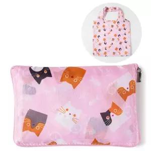 [RIZPICK]휴대용 접이식 장바구니 핑크캣츠 보조가방 에코백 시장가방에코백