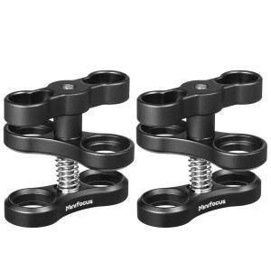 수중 다이빙 라이트 암 트레이 시스템, 사진 다이빙 카메라, 액션 카메라 플래시라이트 암 시스템용 360 클립 어댑터 브래킷용 미니포커스 2PCS 1인치 알루미늄 볼 클램프 마운트