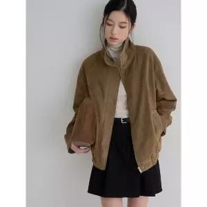 [매장정품] 8 seconds 하이넥 인조 스웨이드 블루종 - 옐로이시 브라운