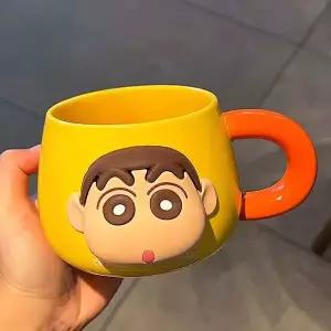 [RIZPICK]짱구 3D 페이스 자석 머그컵 500ml-옐로우