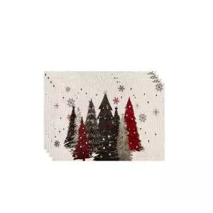 린넨 크리스마스 테이블 매트 2p 식탁보 패드 깔개 식탁매트