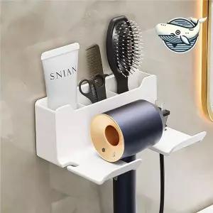 화이트 수납 벽면 정리대 욕실 가전 및 용품 드라이기수납