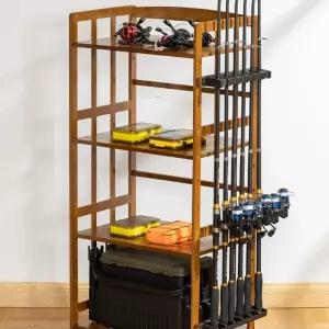 낚시대진열장 원목 로드 거치대 낚싯대 수납 낚시진열장