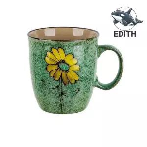 [콩심팥심]그린 손잡이 도자기 머그컵 일상 커피컵 음료수컵 커피컵