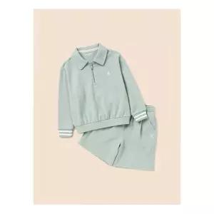 [매장정품] 빈폴 키즈 반집업 칼라 긴소매  반바지 2PCS 상하 세트 - 라이트 그린 (BI5841U09L)